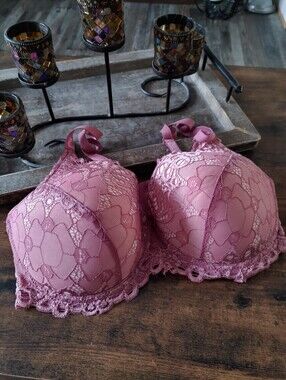 NWOT 40DD Sexy Mauve Lace Marilyn Monroe Padded Push Up  Bra